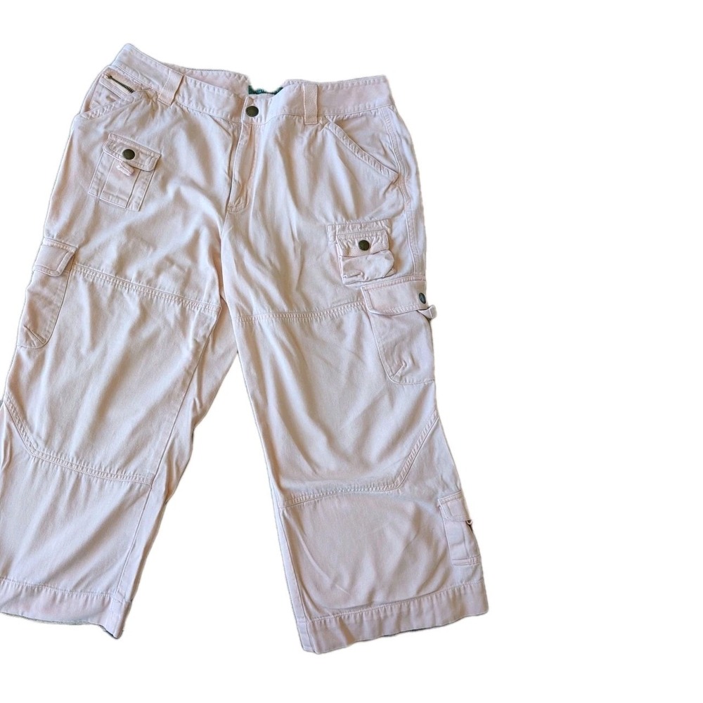 Ralph Lauren Women's Capris Size 12 Pink Cargo 60% Rayon 40% Cotton Comfy Travel